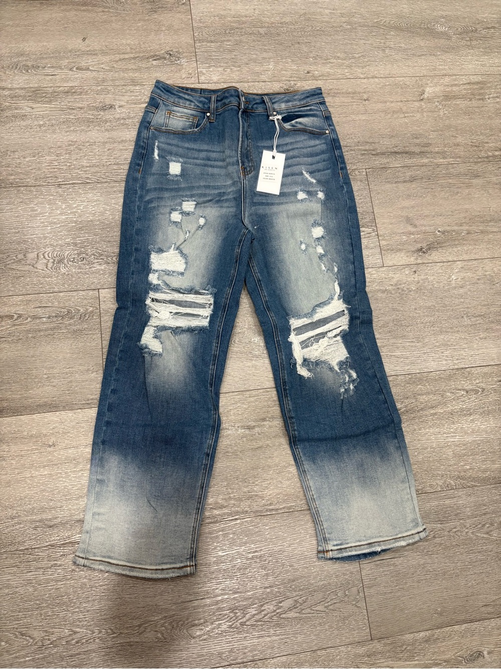 Boyfriend Distressed Denim Jeans - Blue size 15/32